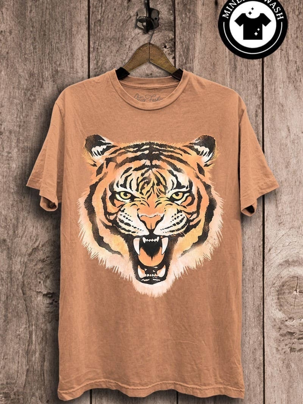 Rust Color Graphic Tiger Tee - Mineral Wash